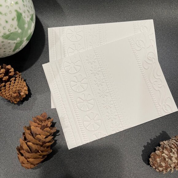 Swirls & Ribbons Embossed Holiday Cards, White Holiday Cards Set, Handmade Elega - Picture 3 of 5